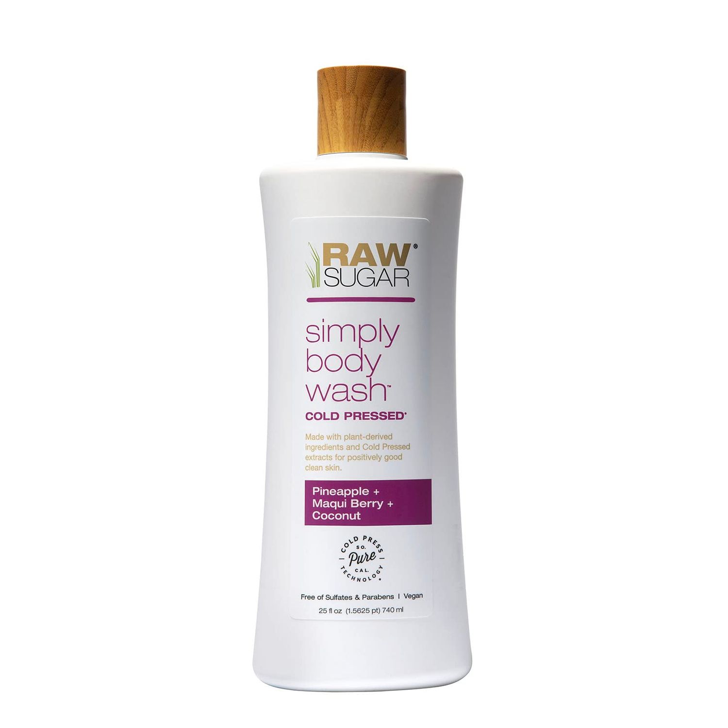 RAW SUGAR Simply Body Wash, (25 Fl Oz, Pack of 1) Bath Soap, Formulated without Sulfates &amp; Parabens (Pineapple Maqui Berry Coconut)