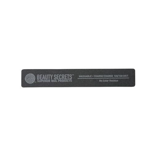 Beauty Secrets Black Rectangular Cushion Nail File, 100/100 Grit, Twosided