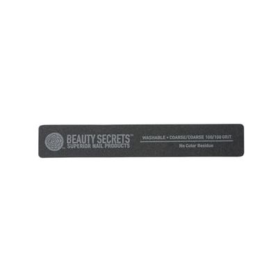 Beauty Secrets Black Rectangular Cushion Nail File, 100/100 Grit, Twosided