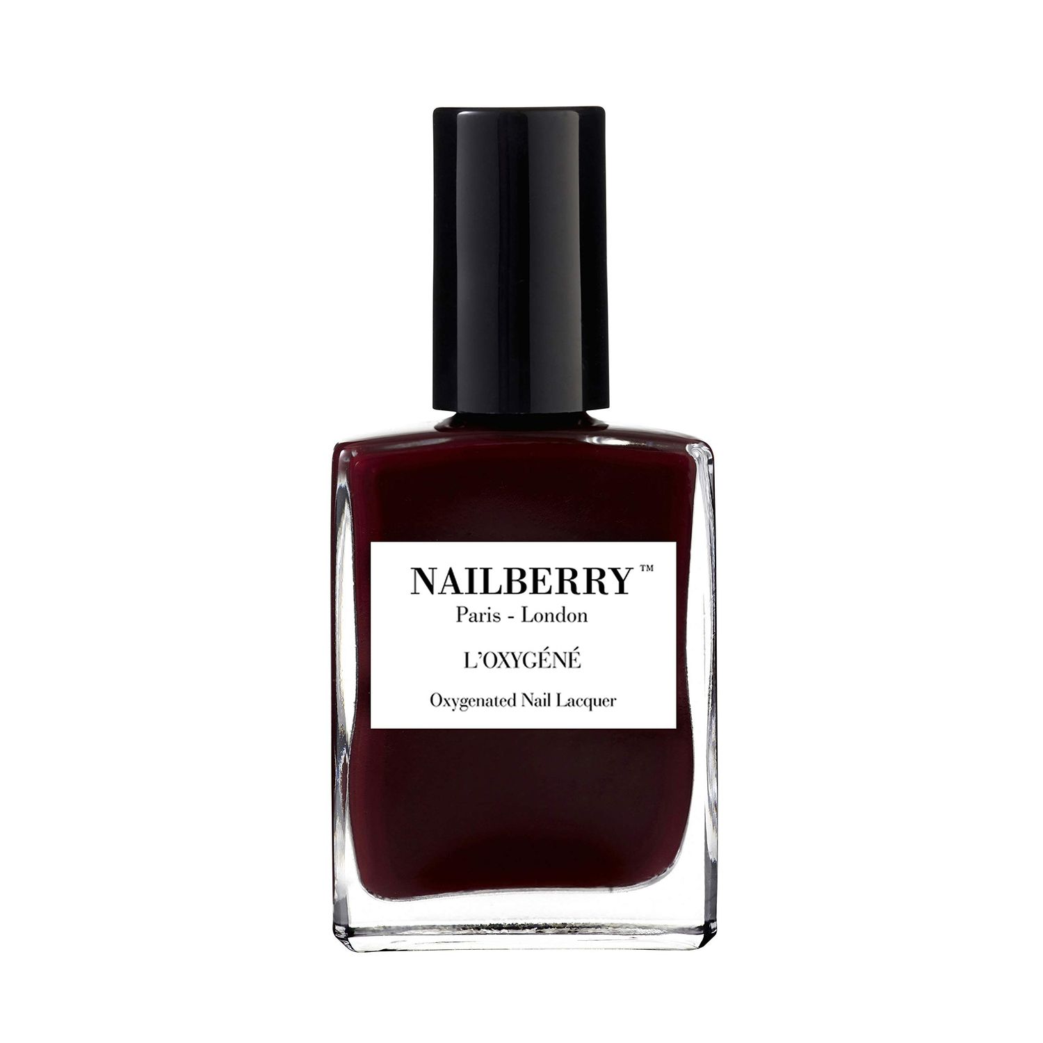 Nailberry LOxygn Oxygenated Nail Lacquer | Noirberry | Deep Red Black Opaque Nail Polish | UV Protected Long-Wear Nail Polish | 12-Free | Vegan | Certified Halal | Cruelty &amp; Gluten Free | 15 ml