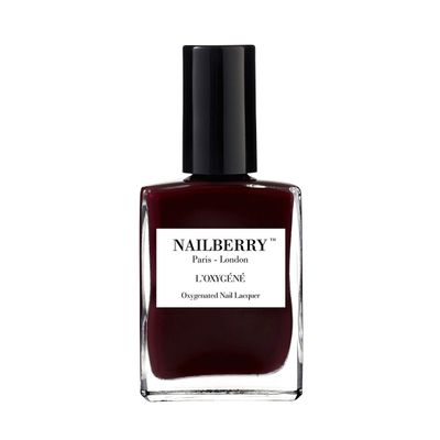 Nailberry LOxygn Oxygenated Nail Lacquer | Noirberry | Deep Red Black Opaque Nail Polish | UV Protected Long-Wear Nail Polish | 12-Free | Vegan | Certified Halal | Cruelty &amp; Gluten Free | 15 ml