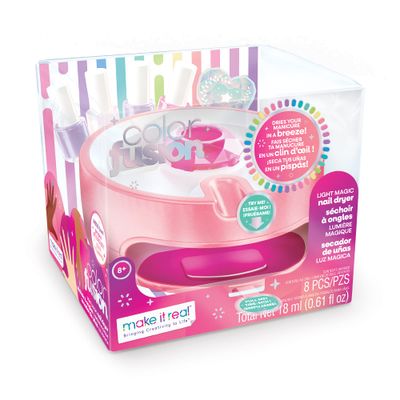 Make It Real - Color Fusion Light Up Nail Dryer - Kids Manicure Kit with Dryer - Nail Polish Set for Girls &amp; Teens - Includes 4 Nail Polish Colors, Nail Dryer, Nail File, &amp; Cuticle Pusher - Ages 8