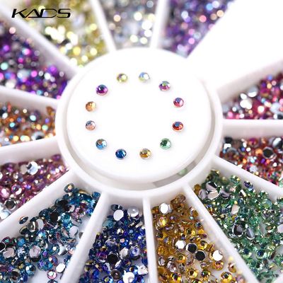 KADS Rhinestones 12 AB Colors 600 Pcs Nail Art Decorations Valentines Day Crystal Glitters Rhinestones Acrylic Tips Manicure Decoration for Nail Tools