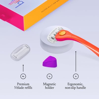 Billie Razors for Women Shave Kit - Womens Razor 2 x 5-Blade Razor Refills Magnetic Holder - Sunburst