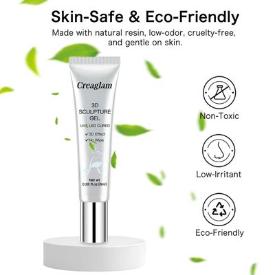 Creaglam 3D Nail Gel Art: 2pcs Sculpting Gel Nail Glue for Carving Patterns Decoration - Chrome Nail Powder and DIY Nail Charms - 4 in 1 Clear No Wipe Gel Nail Polish Rhinestone Nail Art Glue