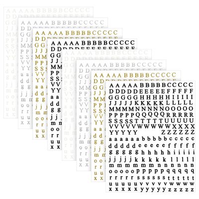 Letters Nail Art Stickers, 8 Sheets Glitter Self-Adhesive English Alphabet Decals Nail Art Design Decoration Accessories for DIY Finger Decorations Charms