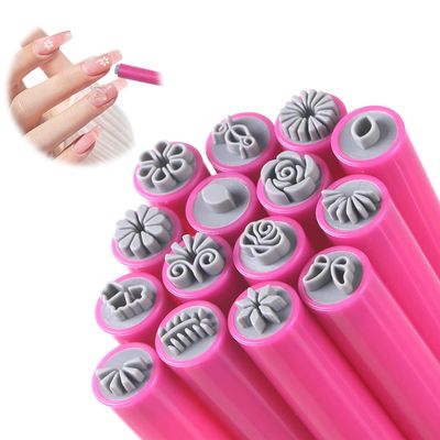 Qiyuda 15 Pcs Nail Art Stamp Pen Set, 3s Quick Flower Different Patterns Nail Art Tools