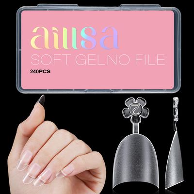 AILLSA Short Almond Nail Tips Acrylic Clear Half Cover Nail Tips False Acrylic Gel Nails Tips Matte Nail Extension Press on Fake Nails Tips for Manicure Home DIY 240PCS 12 Sizes