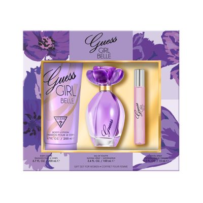 GUESS Girl Belle Eau de Toilette 3 Piece Gift Set - Perfume Spray 3.4 Fl. Oz., Travel Spray 0.5 Fl. Oz., &amp; Body Lotion 6.7 Fl. Oz