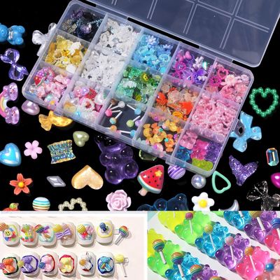 Assorted Acrylic 3D Nail Charms - Multi Color Flower Bows, Butterflies, Hearts, Pearls, Bears, Candy - Cute Nail Art DIY Crafts Accessories