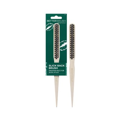 EcoTools Slick Back Hairbrush, Small Brush For The Perfect Ponytail Or Bun, Tease, Smooth, &amp; Style Hair, Tame Frizz &amp; Flyaways, Renewable Bamboo Handle &amp; Vegan Boar Bristles, Cruelty-Free, 1 Count
