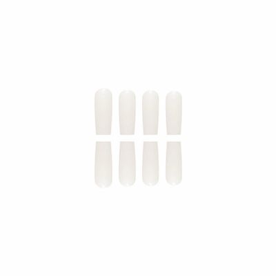 MISUD Press On Nails - Long Square &amp; Squoval Acrylic Nails, Glossy Glue On, Pure White Artificial, 24 pcs