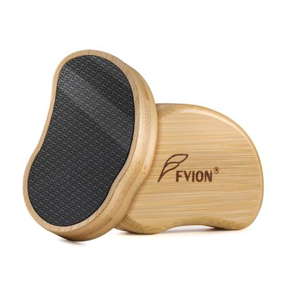FVION Nano Glass Foot File with Bamboo Handle - Foot Scrubber Dead Skin Pumice Stone for Feet - The Ultimate Gentle Pedicure File Feet Callus Remover (Yellow)