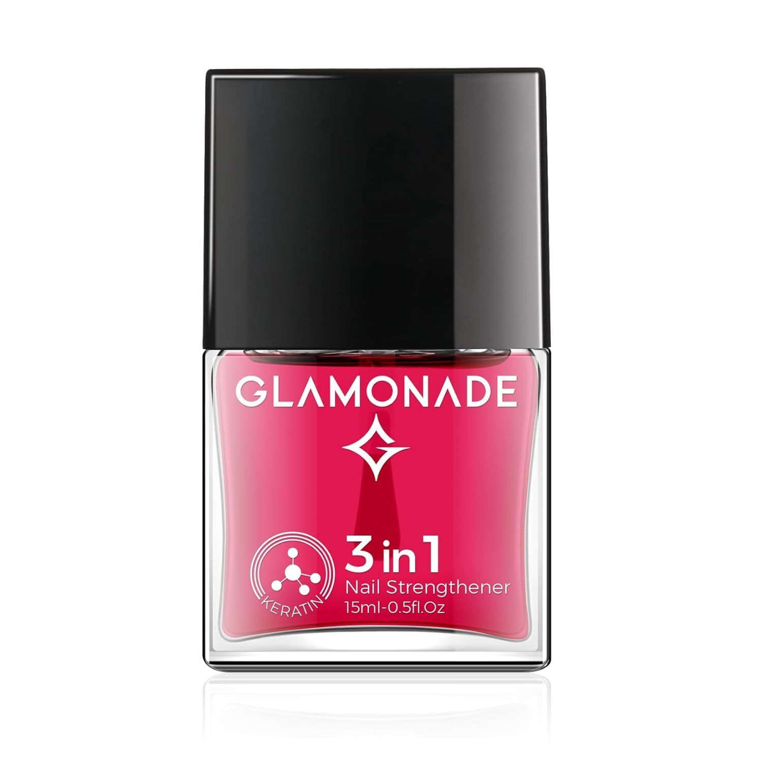 Glamonade Nail Strengthener &amp; Growth Hardener: 3-in-1 Treatment for Damaged Nails, Quick Dry Nail Polish Base Top Coat, 0.5 fl oz
