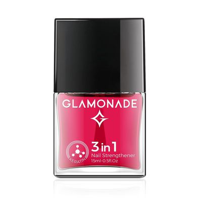 Glamonade Nail Strengthener &amp; Growth Hardener: 3-in-1 Treatment for Damaged Nails, Quick Dry Nail Polish Base Top Coat, 0.5 fl oz