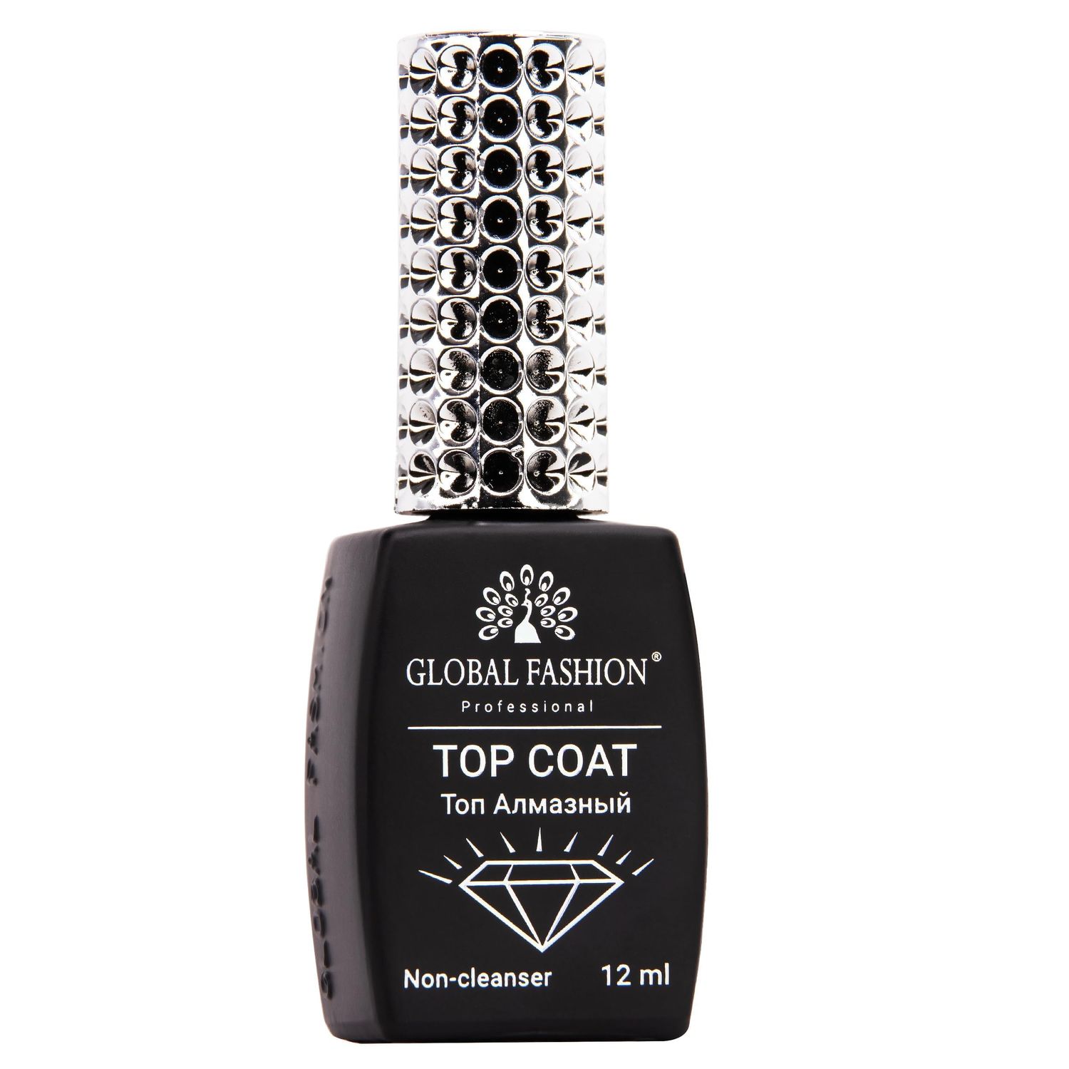 Top Diamond No Wipe Gel Top Coat 12ml - High Gloss, Long-Lasting, Scratch-Resistant, Non-Yellowing, Soak-Off UV/LED Nail Polish Seal - Ultra Shine, Chip-Free Finish, Quick Dry, Professional Use