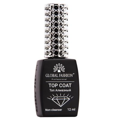 Top Diamond No Wipe Gel Top Coat 12ml - High Gloss, Long-Lasting, Scratch-Resistant, Non-Yellowing, Soak-Off UV/LED Nail Polish Seal - Ultra Shine, Chip-Free Finish, Quick Dry, Professional Use