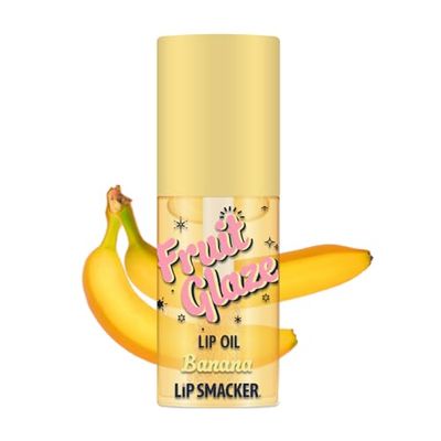 Lip Smacker Fruit Glaze Lip Oil, Ultra-Hydrating &amp; Moisturizing with High-Shine Finish, Plush Applicator for Effortless Glide, Delicious Non-Sticky Flavor - Banana