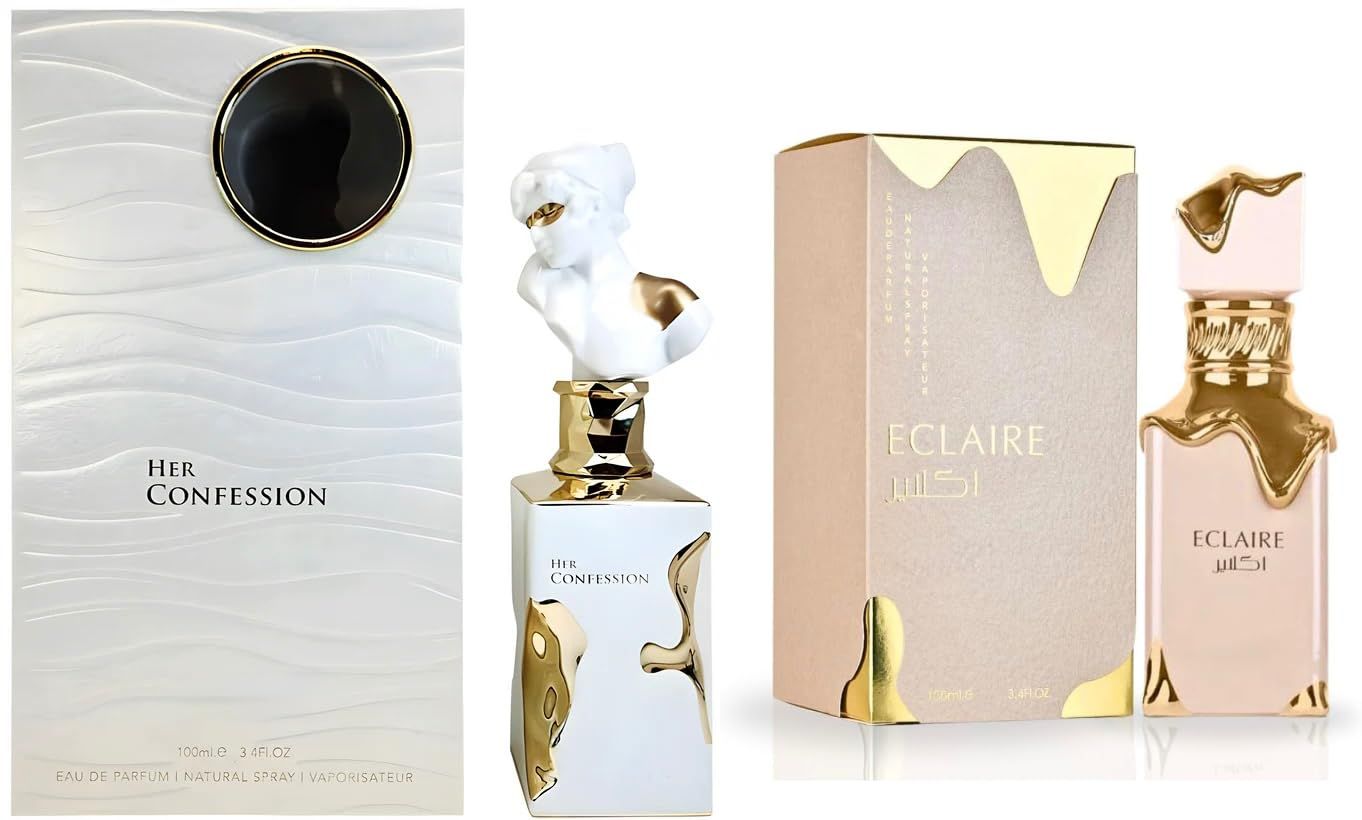 Eclaire and Her Confession Eau de Parfum Spray for Women Bundle, 3.4 Ounce each