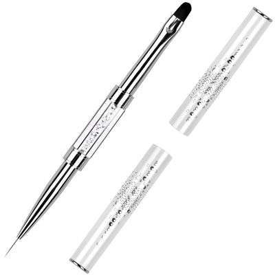 Ycyan 1Pcs Dual-ended Nail Design Brush Rhinestone Handle UV Gel Nail Brush Professional Nail Art Tools
