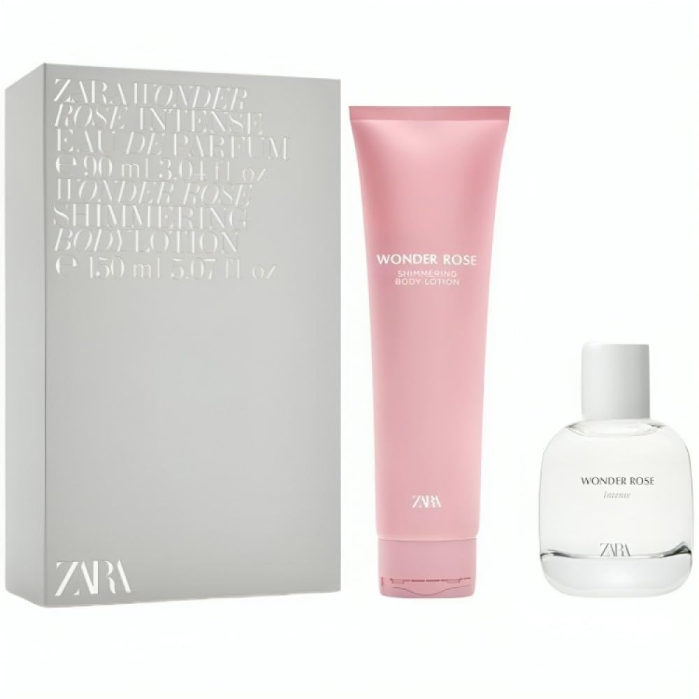 Zara Wonder Rose Intense Christmas Edition for Women EDP Eau De Parfum 90 ML (3.0 FL. OZ) Wonder Rose Shimmering Body Lotion 150 ML (5.0 FL. OZ)