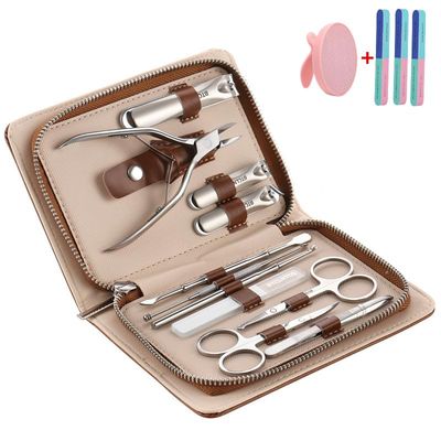 Duo La Me Stainless Steel Nail Clippers Toenail ingrown Clipper Set 15in 1 Pedicure Personal Care Tool Thick toenail Nail File Foot File Cuticle Remover-Heel Scraper and Foot Scrub Cuticle Remover