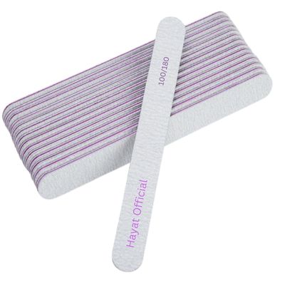 Nail File 25 Packs Hayat Official|Nail Files for Natural Nails|100/180 Gril Professional Nail Files|Buffer Block|Double Sided Boards|Nail Filer Washable Manicure Square Gray|Emery Board|