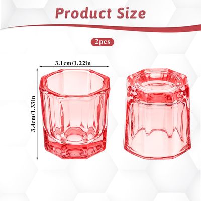 2 Pack Dish Cups for Nail Art Acrylic Liquid, Pink Glass Nail Monomer Liquid Bowl Acrylic Glass Jar Dampen Dish Liquid Cup for Nail Art Manicure Care ToolsPink