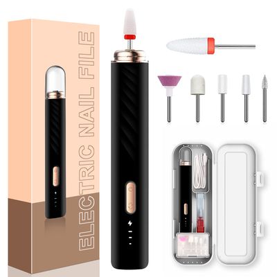 Professional Rechargeable Electric Nail Drill Machine with Ceramic Bit for Beginners, Nail Drill Set for Manicure and Pedicure (Black)