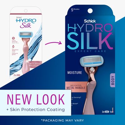 Schick Hydro Silk Rose Gold Metal Razor for Women | Womens Razors, 5-Blade Razors for Women, Includes 1 Womens Razor Handle &amp; 2 Refills