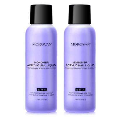 Morovan Monomer Acrylic Nail Liquid - Non-Yellow Nail Monomer Liquid 2PCS 2.5OZ for Acrylic Powder Medium Drying Time