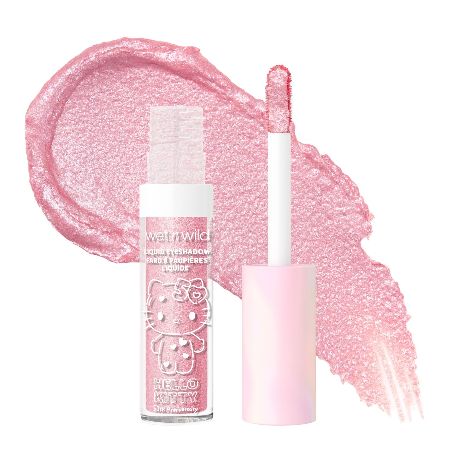 wet n wild Hello Kitty Liquid Eyeshadow, Smooth, Blendable, Shimmery Matte Bubblegum Pink Shade, Cruelty-Free &amp; Vegan - Cheers!