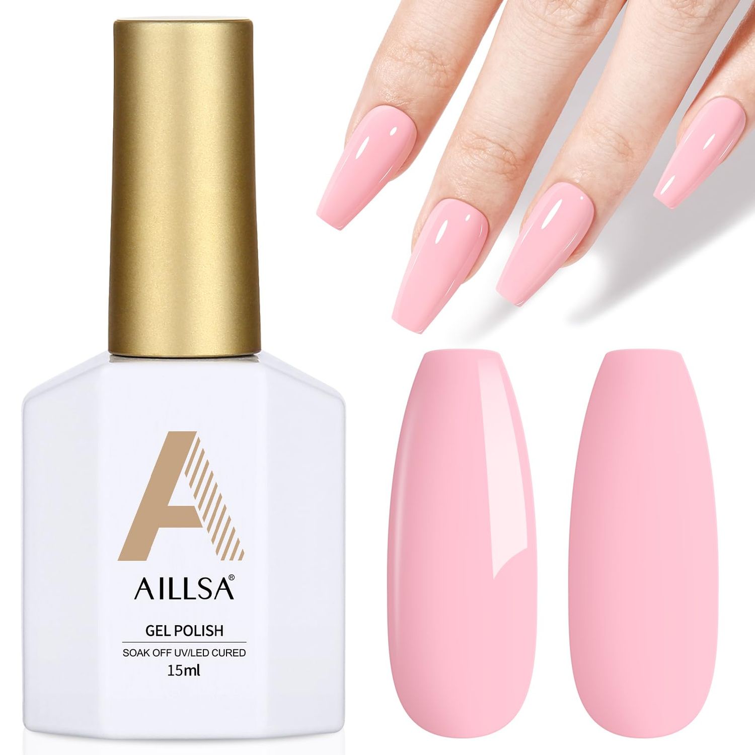 AILLSA Light Pink Gel Nail Polish, Pastel Macaron Gel Polish Bright Baby Spring Summer Colors Cotton Candy Nail Polish Gel Soak Off U V for French Manicure Salon DIY Easter Gifts 0.5 Fl Oz GB80