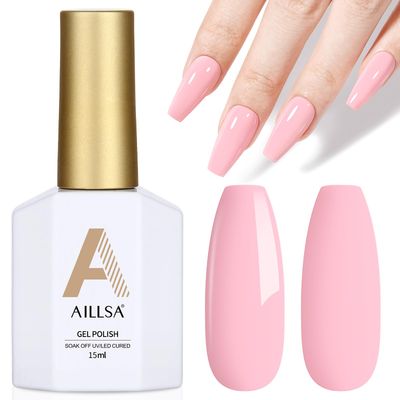 AILLSA Light Pink Gel Nail Polish, Pastel Macaron Gel Polish Bright Baby Spring Summer Colors Cotton Candy Nail Polish Gel Soak Off U V for French Manicure Salon DIY Easter Gifts 0.5 Fl Oz GB80