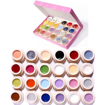 Hacaus 24pcs Professional Painting Gel Nail Art Manicure Painted Gel Polish French Design Multi Color Salon Set