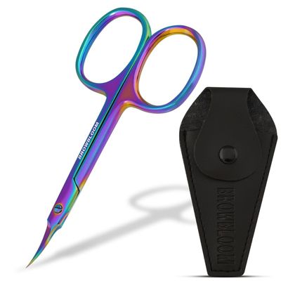 Precision Cuticle Scissors for Manicure, Pedicure, Eyebrow, and Eyelash Grooming - Extra Sharp Multi-Color Curved Cuticle Scissors with Black Storage Case for Men and Women