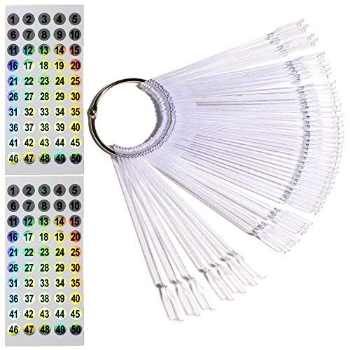 Nail Swatch Sticks with Ring for Nail Color Display Nail Art Supplies Nail Practice Samples (50pcs, transparent)