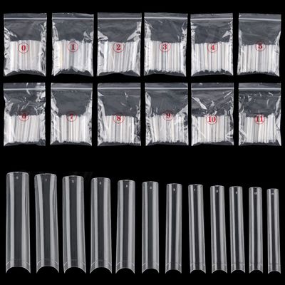 Ohlove 504Pcs Extra Long C Curve Nail Tips XXXL Clear Square Half Cover Nails for Acrylic Nails