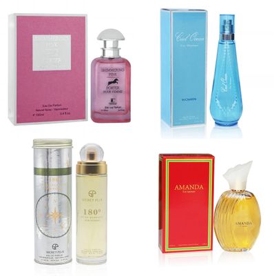 META-BOSEM 4-Pc Perfume Collection Fragrance for Women, Eau de Parfum Natural Spray - Fresh Scents (Pack of 4 - Shimmering PinkAmanda180 Pure ScentCool Ocean) Each 3.4 Fl Oz, Total 13.60 Oz