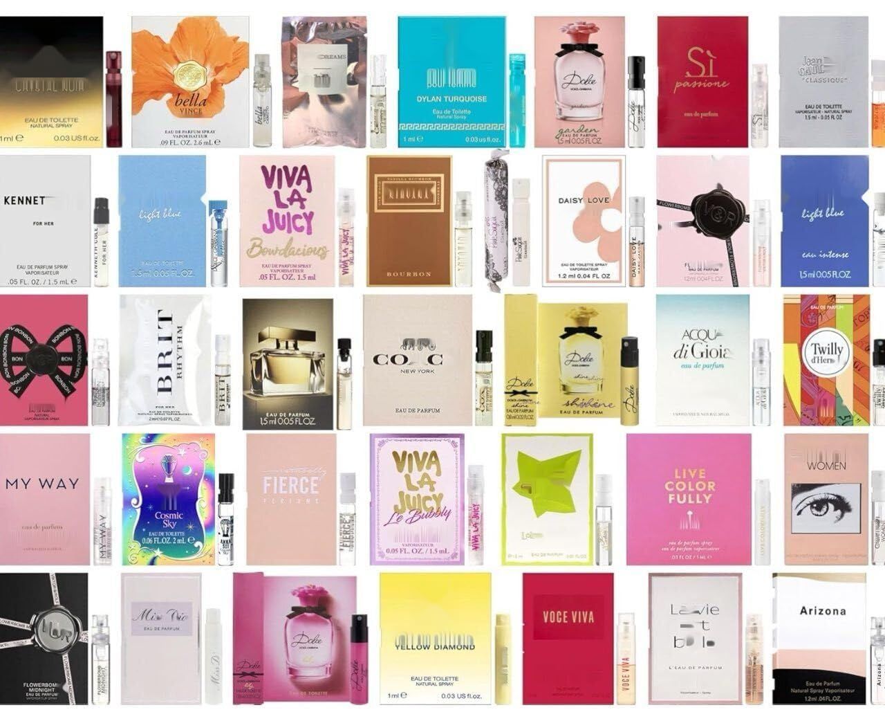 GHBB Womens Designer Perfume Sampler Lot Discovery Set x 10 Sample Vials - High End Fragrance Samples for Women, 10 Piece Set