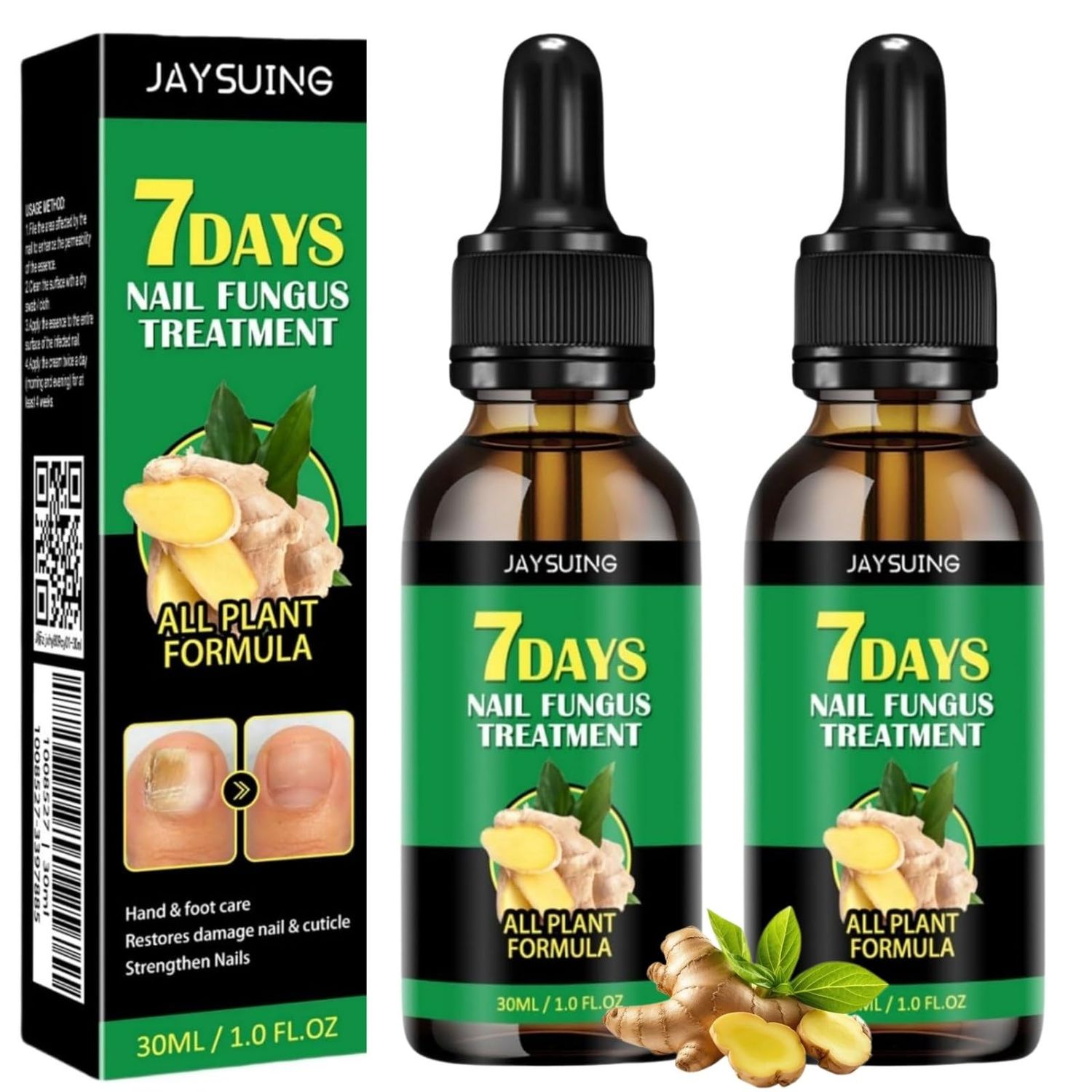 Ginger Nail Care Serum - Moisturize the Cuticle &amp; Strengthen Nails and Helps Nails Healthy Grow, 1 fl.oz (Pack of 2)