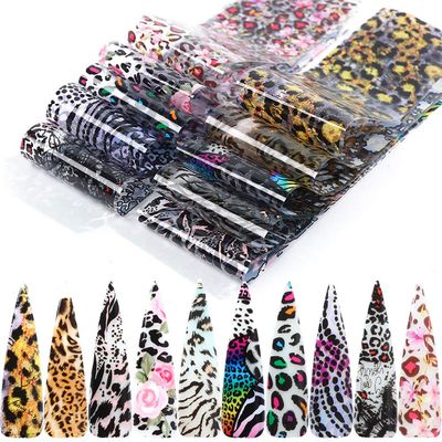 20 Sheets Leopard Nail StickersStarry Sky Animal Skin Design Nail Art Decoration Glue Transfer Nail Foils for Women Fingernails and Toenails Acrylic Decorations Manicure Tips Wraps Charms