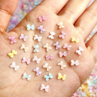 40Pcs Colorful Bow Nail Charms 3D Resin Nail Art Charms Mini Bowknot Nail Art Accessories Valentins Day Nail Decals Cute Design Bows Nails Gems Rhinestones DIY Craft Decorations for Women