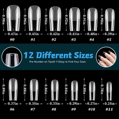 LoveOurHome 600pc Medium Square Fake Nail Tips, Clear Press on Nails Square Acrylic Nail Full Cover False Fake Nails Medium Soft Gel Nail Tips Artificial Fingernails for Gel Nail Extension