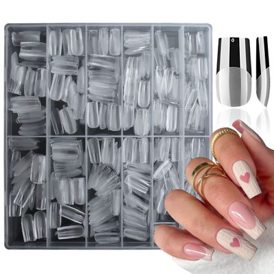 LoveOurHome 600pc Medium Square Fake Nail Tips, Clear Press on Nails Square Acrylic Nail Full Cover False Fake Nails Medium Soft Gel Nail Tips Artificial Fingernails for Gel Nail Extension
