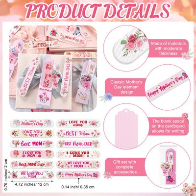 Leriton 24 Sets Mothers Day Nail Files Gifts Include 24 Floral Emery Boards Manicure Tools 24 Mom Theme Paper Sleeves 24 Flower Gift Tag 24 Ribbon and 24 Bag for Mothers Day Party Gift Supplies