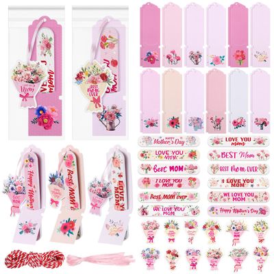 Leriton 24 Sets Mothers Day Nail Files Gifts Include 24 Floral Emery Boards Manicure Tools 24 Mom Theme Paper Sleeves 24 Flower Gift Tag 24 Ribbon and 24 Bag for Mothers Day Party Gift Supplies