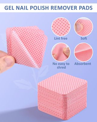 MORGLES Nail Polish Remover Kit with 300 Pcs Lint Free Wipes, Pink Nail Clips with 2 Pcs Files and Buffers, Rose Cuticle Oil, Cuticle Trimmer &amp; Pusher