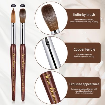 Shine Chance Acrylic Nail Art Brush - Size 16, 100 Pure Kolinsky Hair Oval Nail Brush for Professional Acrylic Application, DIY Home Salon