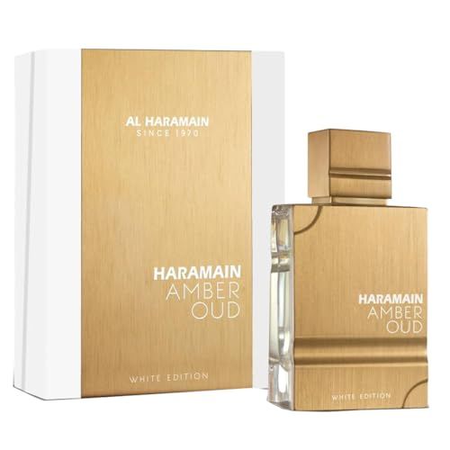 Al Haramain Amber Oud White Edition for Unisex - Arabian Perfume for Women &amp; Men - Long Lasting Fragrance with Notes of Bergamot, Jasmine, Patchouli, Musk, Vanilla - Arabic Eau de Parfum Spray - 2 oz